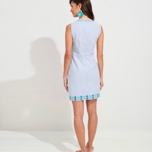 Vineyard Vines Pop Embroidered Shift‎ Dress Hydrangea Blue & White - Picture 3 of 8